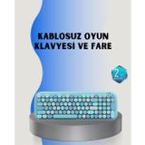 YamanHobi Retro Tarz Kablosuz Klavye Mouse Seti – 104 Tuşlu, Ergonomik Tasarım -