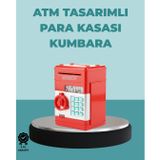 YamanHobi Şifreli Kırmızı ATM Tasarımlı Çelik Kasa Görünümlü Kumbara