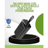 YamanHobi Ultra Güçlü 50.000 mAh Powerbank – LED Ekranlı, Çoklu Bağlantı Seçenekli, Akıllı Koruma Sistemli Şarj Ünitesi -