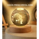 YamanHobi USB LED 3D Küçük Prens Kristal Küre Ahşap Standlı Gece Lambası