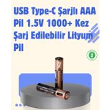 YamanHobi USB Type-C Şarjlı AAA Lityum Pil | 1.5V Sabit Voltaj, 1000+ Şarj Döngüsü ile Uzun Ömür