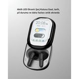 YamanHobi,Akıllı Ekranlı Bluetooth 5.4 Kablosuz Kulaklık – Dokunmatik ve Şarj Kutulu -