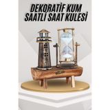 YamanHobi,Deniz Feneri Kum Saati Ahşap Görünümlü Vintage Tarz Biblo