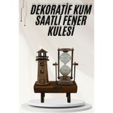YamanHobi,Hediyelik Eşya Retro Ahşap Deniz Feneri Kum Saati Biblo