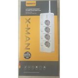 Yamatik X-Man-104 A-Class 4'Lü Ayrı Anahtarlı 2 Metre Akım Korumalı Grup Priz 1400 Joule
