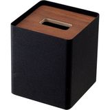 Yamazaki Rın Ahşap Kapaklı Kare Mendil Kutusu Siyah Renk 13x13x15,5 cm