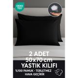 Yamesa 2 Adet 50x70 cm Siyah Yastık Kılıfı – Terletmez, Nefes Alabilir, Yumuşak Dokulu