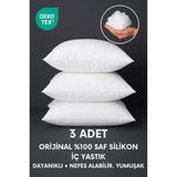 Yamesa 3 Adet Avangard Iç Yastık Orijinal %100 Saf Silikon Iç Dolgu Kırlent, Kare Veya Dikdörtgen Dayanıklı, Nefes Alabilir ve Yumuşak - 60 x 60 cm - Beyaz