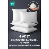 Yamesa 4 Adet Avangard Iç Yastık Orijinal %100 Saf Silikon Iç Dolgu Kırlent, Kare Veya Dikdörtgen Dayanıklı, Nefes Alabilir ve Yumuşak - 30 x 50 cm - Beyaz