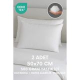 Yamesa 50X70 cm 2 Adet Micro Saten Kumaş Yastık – %100 Silikon Elyaf Dolgu, 500 Gram, Yumuşak, Nefes Alabilir, Terletmez - 50 x 70 cm