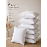 Yamesa 6 Adet Avangard Iç Yastık Orijinal %100 Saf Silikon Iç Dolgu Kırlent, Kare Veya Dikdörtgen Dayanıklı, Nefes Alabilir ve Yumuşak - 45 x 45 cm - Beyaz