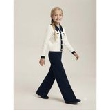 Yami Kids Kız Çocuk Inci Düğmeli Hırka & Pantolon 2'li Triko Takım - 14 - 15 Yaş - Siyah - Beyaz
