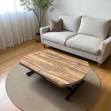 Yan Baştan Açılır Oval Akıllı Yemek Masası Mdf Tabla Alt Mekanizma Metal Siyah Renk - URARTU