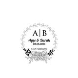 Yan Gül Motifli Yuvarlak Mühür Kına Nişan Düğün 3X3 Cm Özel Etiket / 50 Adet Sticker