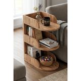 Yan Sehpa Modern 3 Katlı Kitaplıklı Çok Amaçlı Dekoratif Sehpa Minimal Tasarım 6103 Traverten