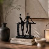 Yan Yana Huzurlu Bir Mola Modern Minimalist Siyah Çift Heykeli Dekoratif Biblo Obje Sevgili Hediye