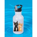 Yan Yana Kedi Baskılı Matara Suluk 600 ml - Kız Çocuk Suluk, Kız Sulukları