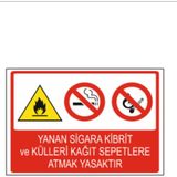 Yanan Sigara, Kibrit ve Külleri Kağıt Sepetlere Atmak Yasaktır Dekota 3 mm Forex Uyarı 25 cm × 35