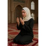 Yandan Bağlamalı Pratik Kadın Namaz Elbisesi Düz Renk - Siyah - 3XL