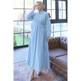 Yandan Bağlamalı Tesettür Elbise Bebe Mavisi HNT010 - 44