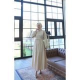 Yandan Bağlamalı Tesettür Elbise Krem HNT010 - 46