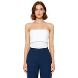 Yandan Fermuarlı Krep Örme Straplez Bluz Premium Kalite Modern Stil_Beyaz-2XS