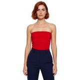 Yandan Fermuarlı Krep Örme Straplez Bluz Premium Kalite Modern Stil_Kırmızı-XS