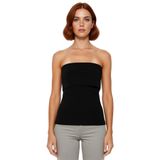 Yandan Fermuarlı Krep Örme Straplez Bluz Premium Kalite Modern Stil_Siyah-XL