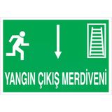Yangın Çıkış Merdiveni Uyarı Tabelası - 20x30 Alüminyum Kompozit Panel - AÇ1