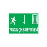 Yangın Çıkış Merdiveni Uyarı Tabelası - 35x50 Alüminyum Kompozit Panel - AÇ1