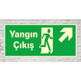 Yangın Çıkış Sağ Üst - Uyarı Tabela Levhası 14X31 cm Polikarbon - 14 x 31 cm - 1 Adet - 24x34