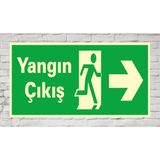 Yangın Çıkış Sağ - Uyarı Tabela Levhası 14X31 cm Polikarbon - 14 x 31 cm - 1 Adet