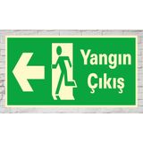 Yangın Çıkış Sol - Uyarı Tabela Levhası 14X31 cm Polikarbon - 14 x 31 cm - 1 Adet