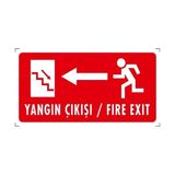 Yangın Çıkışı (Solda Merdivenler) - Ikaz Levhası - 1 Adet