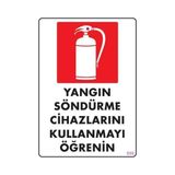Yangın Söndürme Tüpü Uyarı Levhası 25X35 KOD:859 - Çok Renkli