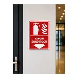 Yangın Söndürücü 12X25 Cm Pvc Uyarı Levhası İkaz Tabelası Kapı Duvar