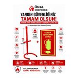 Yangın Tüpü Standı Sehpası + Fosforlu Yangın Söndürme Cihazı Levhası Seti 6 Kg Uyumlu İş