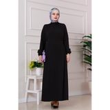 Yanı Bağlamalı Şule Elbise-Siyah