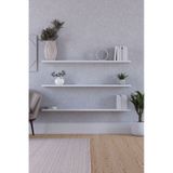 Yankı-BYEG 100 cm 3lü Mat Beyaz Mdf Duvar Rafı Gizli Bağlantı Kitaplık