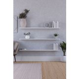 yankı-byeg 100 Cm 3lü Mat Beyaz Mdf Uçan Duvar Rafı Gizli Bağlantı Kitaplık