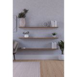 Yankı-BYEG 100 cm 3lü Safir Meşe Mdf Duvar Rafı Gizli Bağlantı Kitaplı