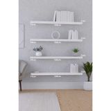 yankı-byeg 100 Cm 4lü Mat Beyaz Mdf Uçan Duvar Rafı Gizli Bağlantı Kitaplık