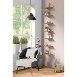 Yankı - BYEG 20 Cm 7li Safir Meşe Mdf Uçan Duvar Rafı Gizli Bağlantı Kitaplık