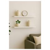 Yankı-BYEG 2li 50 cm Mat Beyaz Mdf Duvar Rafı Gizli Bağlantı Kitaplık