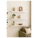 Yankı-BYEG 3lü 50 cm Mat Beyaz Mdf Duvar Rafı Gizli Bağlantı Kitaplık