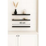 yankı-byeg 40 Cm 3lü Mat Siyah Mdf Uçan Duvar Rafı Gizli Bağlantı Kitaplık Ahşap