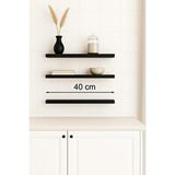 yankı-byeg 40 Cm 3lü Mat Siyah Mdf Uçan Duvar Rafı Gizli Bağlantı Kitaplık