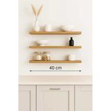 yankı-byeg 40 Cm 3lü Safir Meşe Mdf Uçan Duvar Rafı Gizli Bağlantı Kitaplık Ahşap