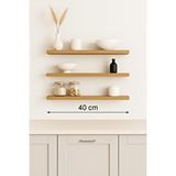 yankı-byeg 40 Cm 3lü Safir Meşe Mdf Uçan Duvar Rafı Gizli Bağlantı Kitaplık