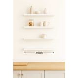 yankı-byeg 40 Cm 4lü Mat Beyaz Mdf Uçan Duvar Rafı Gizli Bağlantı Kitaplık